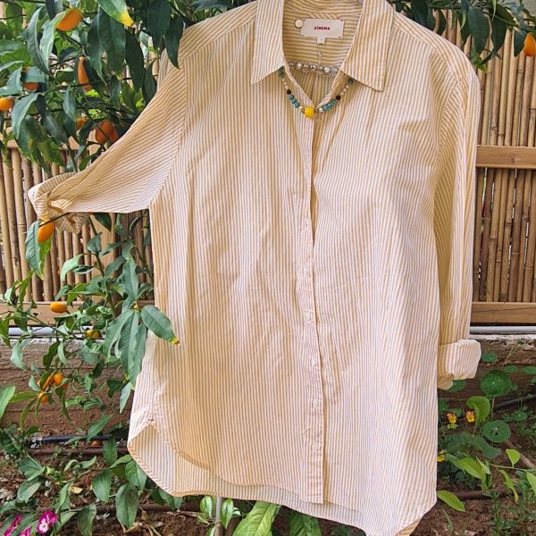 חולצת פסים צהובה מכופתרת XIRENA