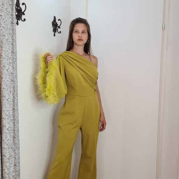 אוברול כתף אחת נוצה