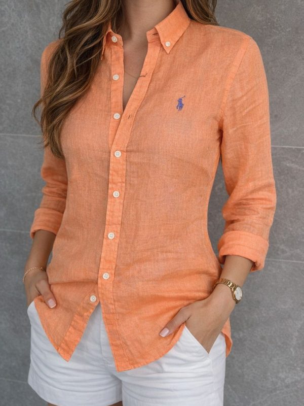 חולצת פשתן כתומה POLO